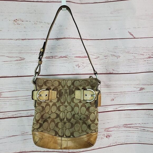 Coach Canvas Leather Handbag Shoulder Bag Purse - Picture 1 of 10